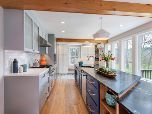 Mother of Two Revamps Grandparents’ House, Revitalizing Kitchen with Vibrant Blue Hue