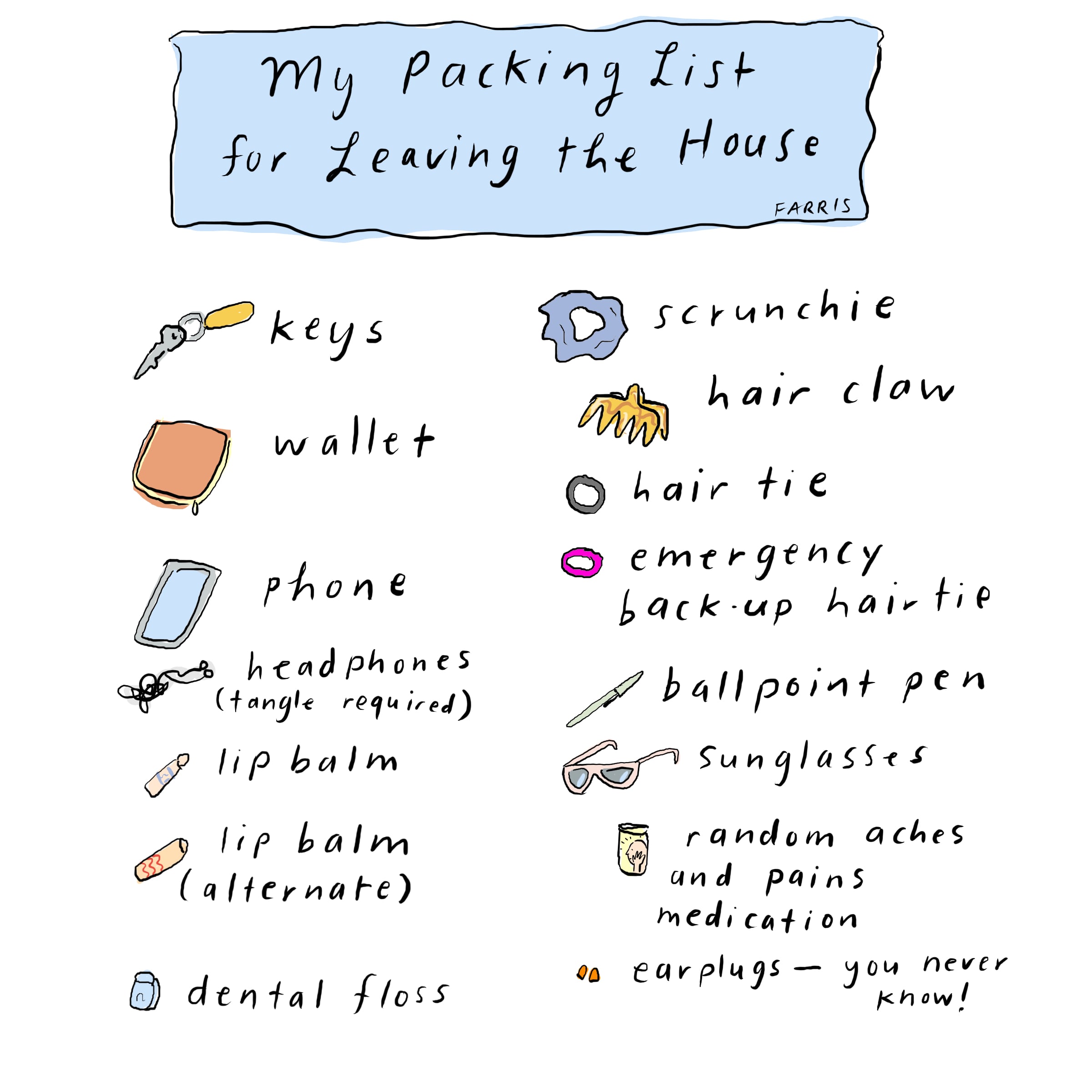 Checklist of Vital Items for Exiting the Home